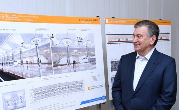 Шавкат Мирзиёев ознакомился с ходом строительства метро в Сергели