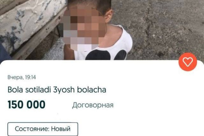 Toshkentda onlayn savdo platformasiga 3 yoshli bola sotuvga qo'yildi