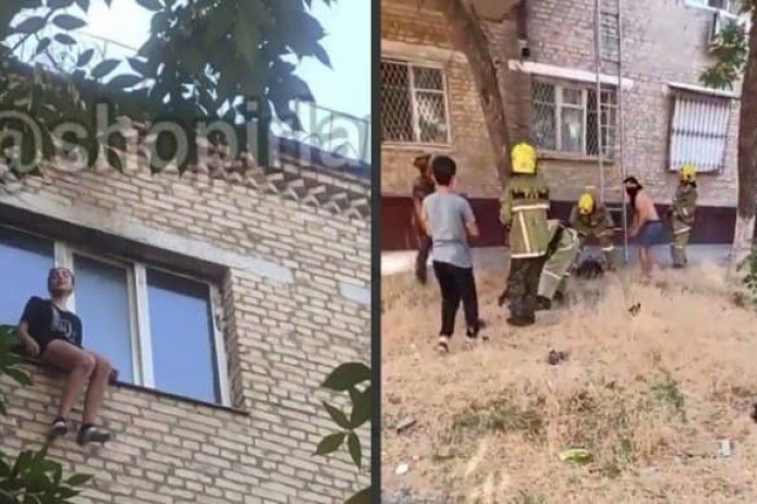 В Яшнабадском районе пьяная девушка бросилась с 4-го этажа горящей квартиры