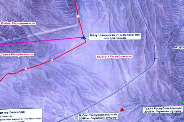 Қирғизистон, Тожикистон ва Ўзбекистон чегаралари туташган нуқта кўрсатилди