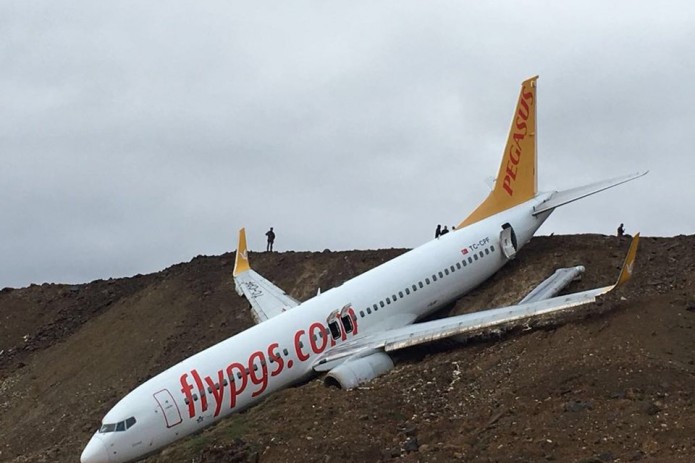 Boeing 737-800 выкатился за пределы взлетно-посадочной полосы в турецком аэропорту