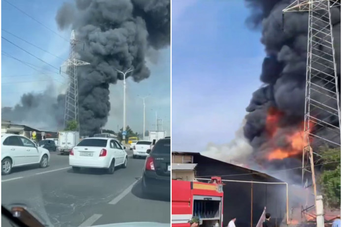 Zangiotadagi gilam do‘konida yirik yong‘in sodir bo‘ldi