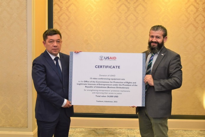USAID Biznes-ombudsman idorasiga qiymati $54 ming bo'lgan uskunalar taqdim etdi
