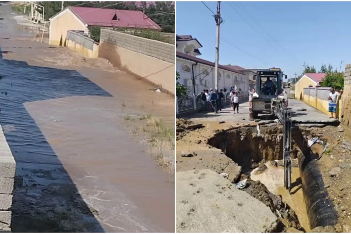 Samarqandda magistral suv quvuri teshilib, ko‘chalarni suv bosdi