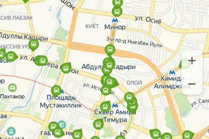 Яндекс начал показывать движение автобусов в Ташкенте