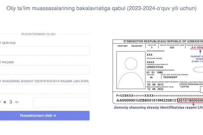 Abituriyentlarga ruxsatnomalarni berish boshlandi