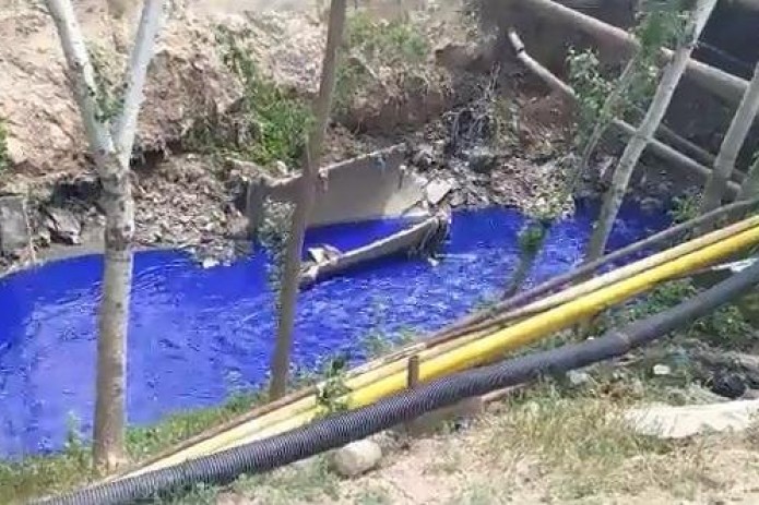 В каналах Самаркандской области обнаружили синюю воду
