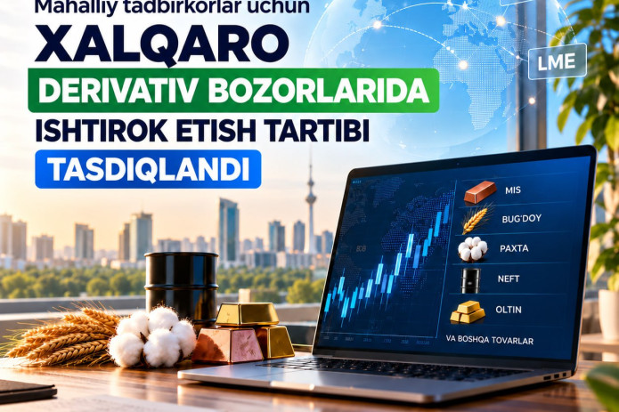 O‘zbekistonda mahalliy tadbirkorlarning xalqaro tovar derivativlari savdolarida ishtirok etish tartibi tasdiqlandi