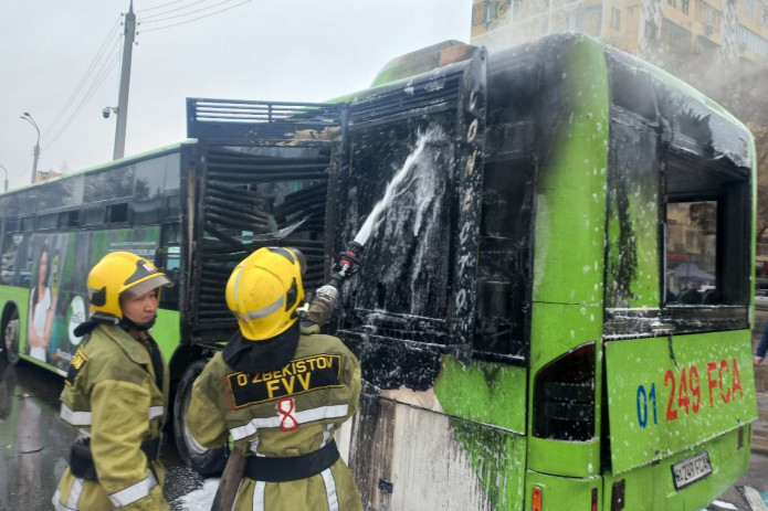 Toshkent shahrida yo'lovchi avtobusda yong‘in chiqdi