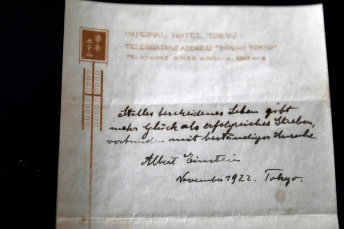 Note with Einstein's theory on life auctioned for $1.3 million